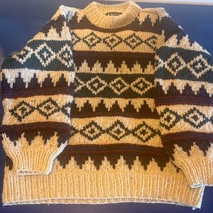 Alpaca Connection Geometric Knit Wool Sweater
